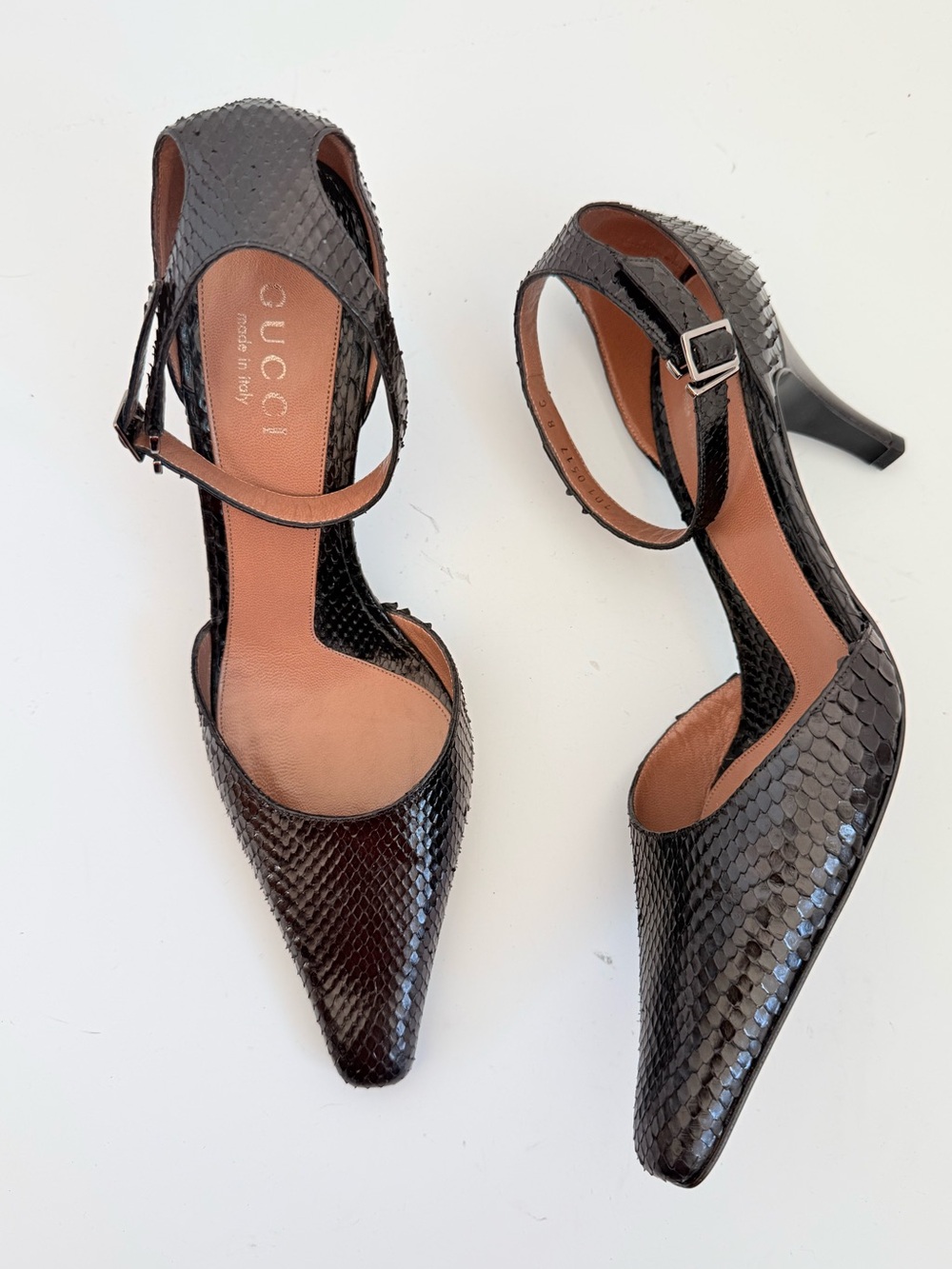 2001 Tom Ford Gucci Metallic Lizard Ankle Strap Pumps Heels 8.5 Archive